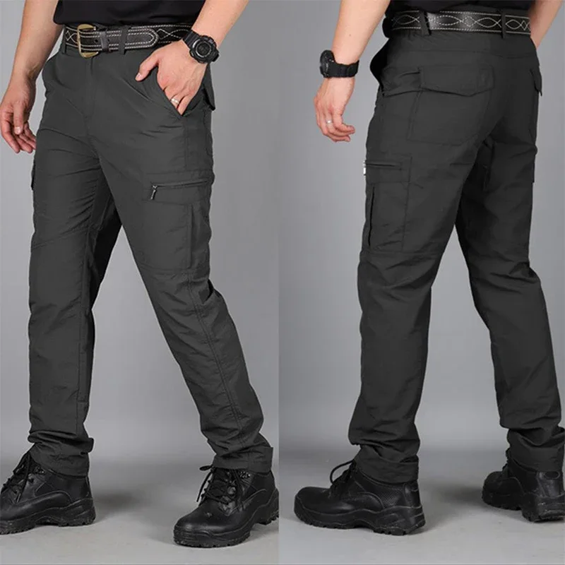 Pantalones tácticos para hombre, pantalones Cargo de secado rápido, ropa de trabajo, pantalones Cargo impermeables, pantalones de entrenamiento resistentes al desgaste con múltiples bolsillos - imagen 5