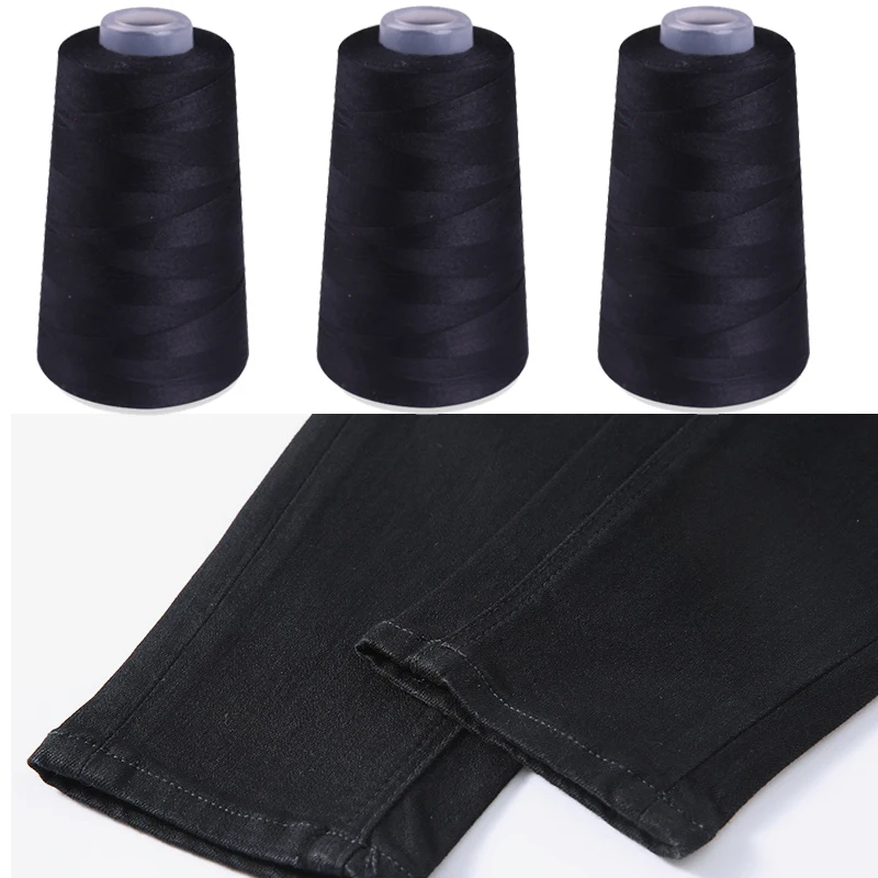 Hilos de coser fuertes de 3000 yardas, 20/3, azul, dorado, negro y blanco, adecuados para hilo de máquina de coser de poliéster de alta tenacidad denim - imagen 4