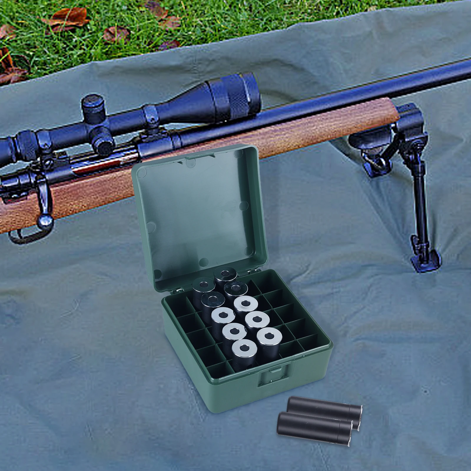 Caja de munición táctica 12GA, caja de balas de escopeta de 50 rondas, caja de almacenamiento de cartuchos, soporte de carcasa de balas de munición abatible portátil - imagen 4