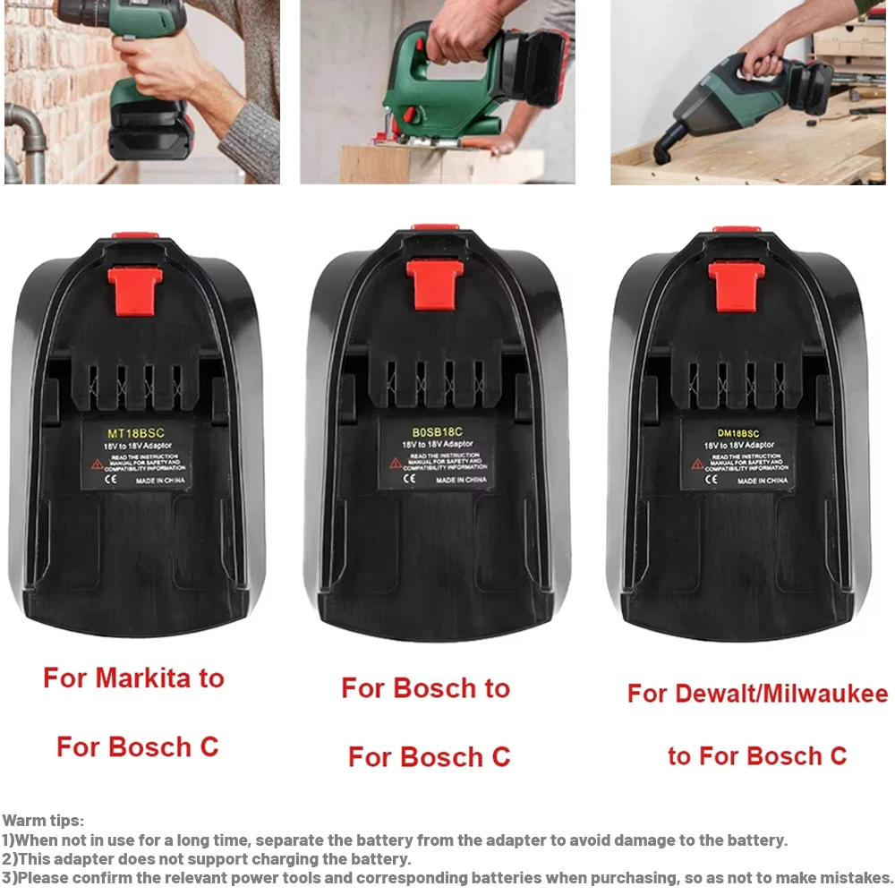 Convertidor adaptador para batería de litio Bosch/Dewalt/Makita/Milwaukee de 18V a herramienta Bosch C, reemplazo de herramienta eléctrica de batería de 18V