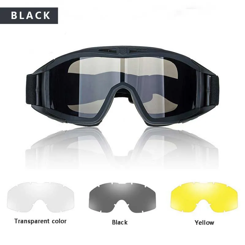 Gafas tácticas militares antiimpacto para hombres Airsoft Paintball caza gafas de sol deporte al aire libre protegidas Googles 3 lentes Kit - imagen 2