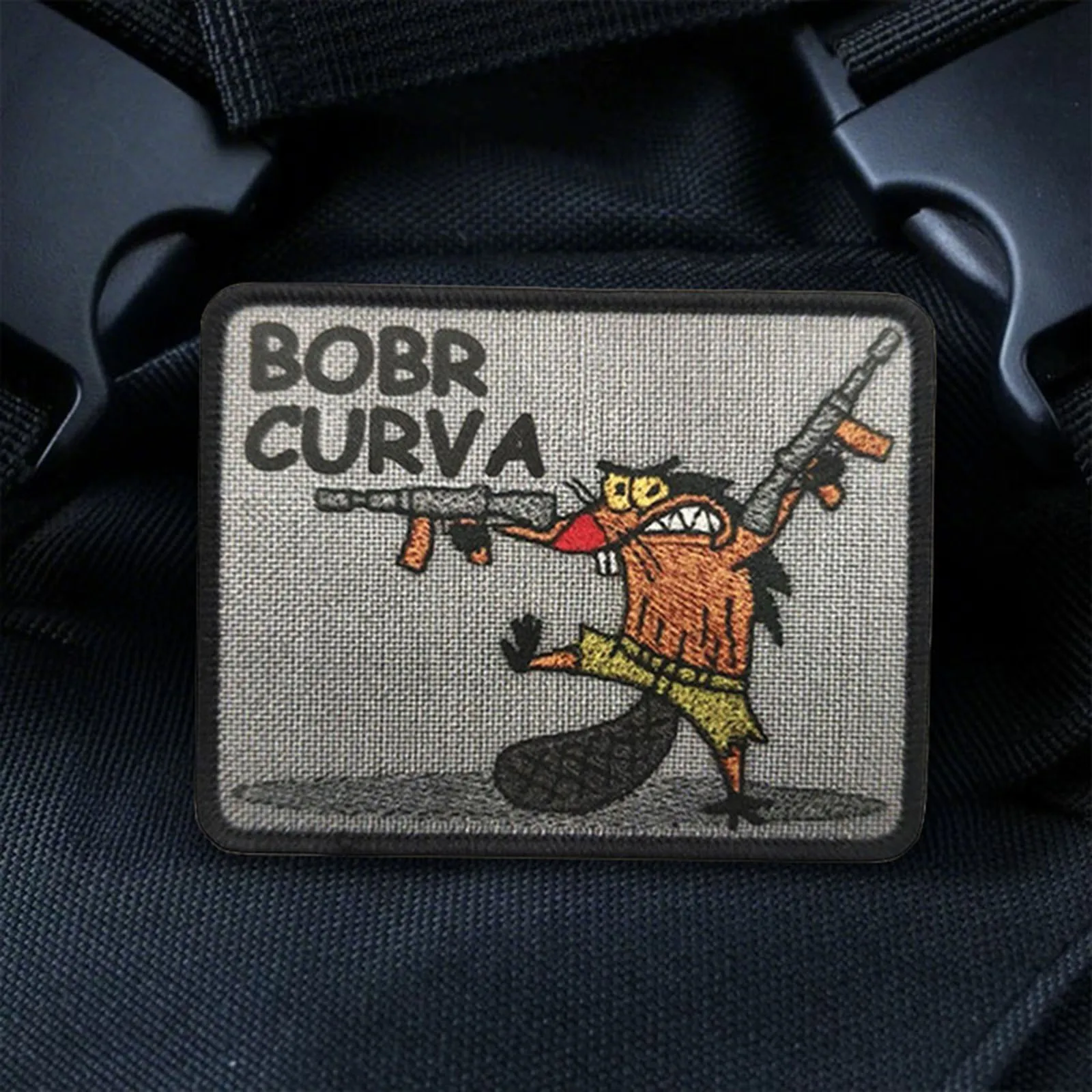 Parche táctico Bobr Curva, parches divertidos de gancho y bucle, insignia de moral, brazalete del ejército militar, pegatinas para mochila - imagen 4