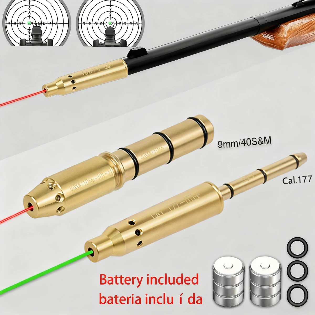 Mira láser táctica.177.22LR 9mm.223Rem Bullet Boresighter calibre 6/6,5/7mm cartucho colimador láser rojo Boresight - imagen 2