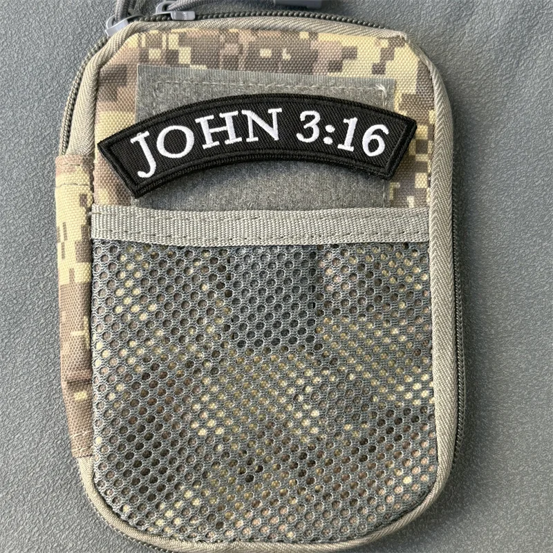 Parche "JOHN 3:16", insignia de período táctico, gancho bordado y bucle, mochila, accesorios de decoración de ropa, pegatina, brazalete