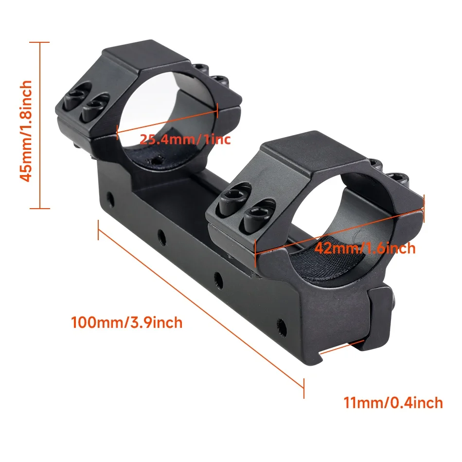 Abrazadera de montaje de anillo de 25,4mm para mira telescópica táctica, Base de perfil alto y bajo, abrazadera de montaje de Rifle de súper precisión para montaje en riel de 11mm - imagen 4