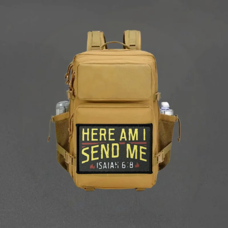 Aquí me envíame parche estampado chaleco táctico gancho y bucle insignia de moral mochila pegatinas decorativas brazalete parches para ropa