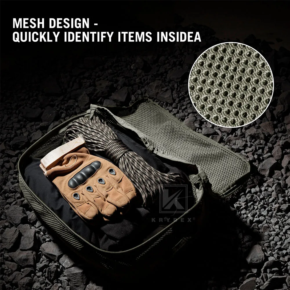KRYDEX-Juego de bolsas modulares de malla táctica, mochila de 3 piezas para exteriores, organizador de maleta de viaje, bolsa de almacenamiento, cubos de embalaje, equipo de caza - imagen 4