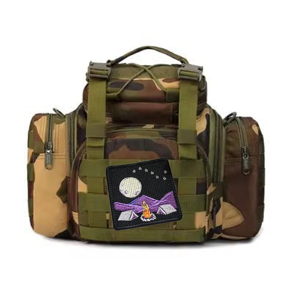 Parche bordado completo de noche estrellada, gran Dipper, camping, tienda de campaña, linterna, brazalete, paisaje, moral, mochila, gancho, Parche de bucle - imagen 5