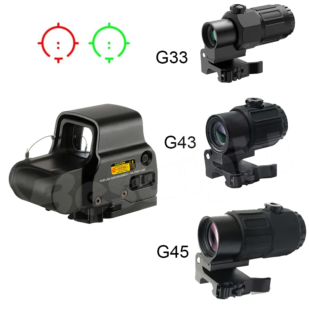 558 Red Dot Sight G33/G43/G45 Lupa 558+G33 Vista holográfica con interruptor al lado Montaje en riel QD de 20 mm