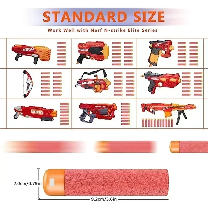 Paquete de recarga de dardos SOTMega, 30 Uds., Mega balas compatibles para pistola de juguete N-Strike Mega Series Blasters, dardos de espuma rojos y azules - imagen 2