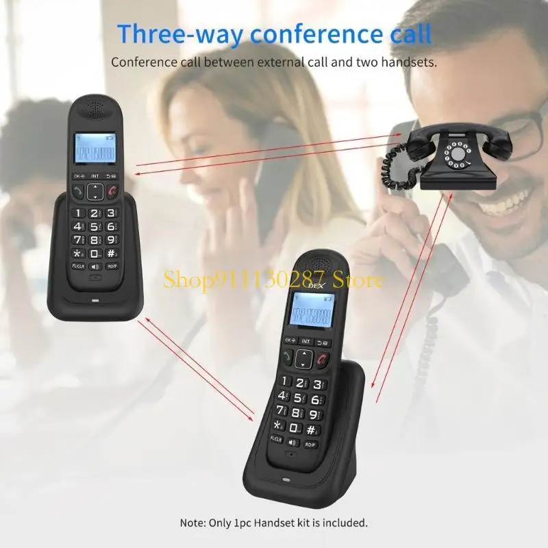 Teléfono fijo inalámbrico J1HC D1003, elegante, con pantalla llamada en varios idiomas, retroiluminada y almacenamiento - imagen 2