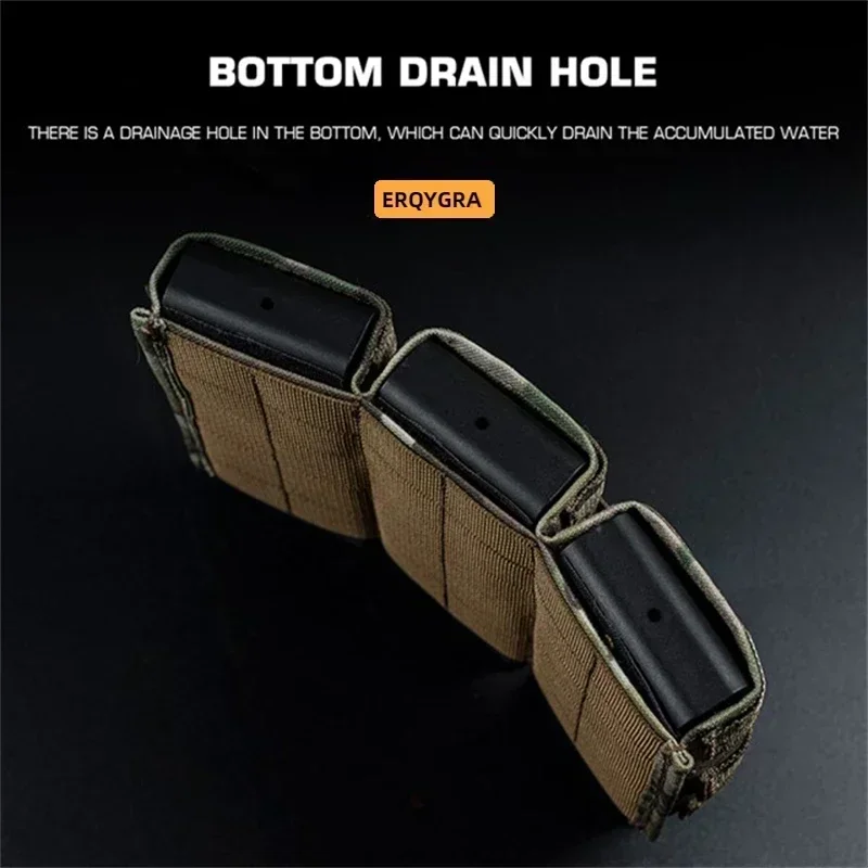 ERQYGRA táctico Molle FAST 5,56 Triple Mag bolsa larga revista munición Clip Correa soporte bolsillo caza Airsoft chaleco nuevo equipo - imagen 4