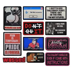 Castor con cuchillo, tan a todo camino, miedo a nadie, insignia de moral con apliques de ropa malvada, parches tácticos militares con emblema inspirador