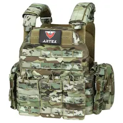 Chaleco táctico con triple bolsa para revistas portador de placa 6094K, caza, accesorios de combate Airsoft