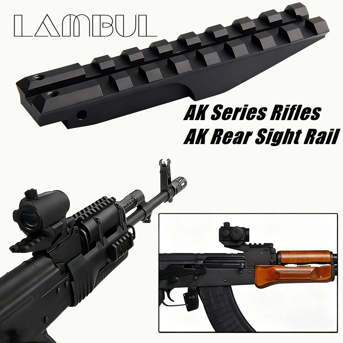 Soporte de riel trasero táctico AK para caza cola de milano 20mm AK soporte de riel trasero se acepta AK47 AK74 Red Dot Sight Picatinny Mount