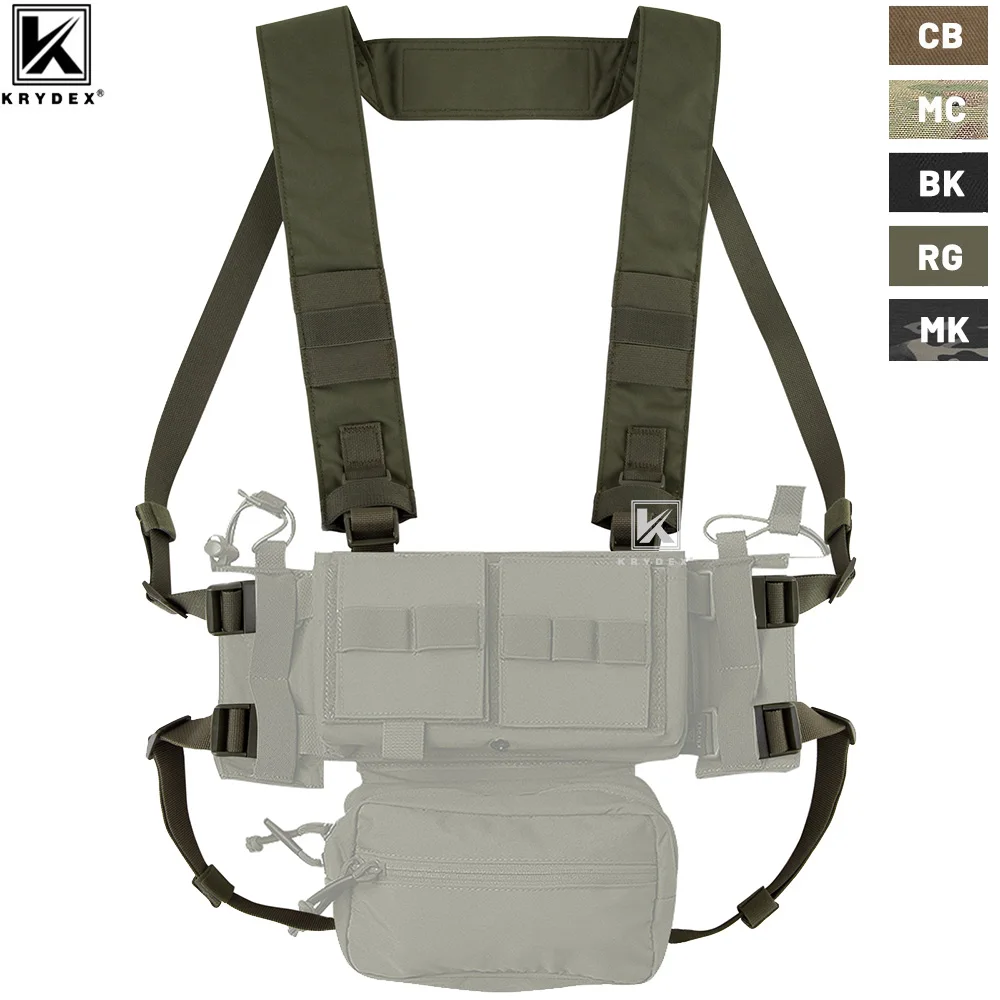KRYDEX Micro Fight Fat Strap H arnés para MK3 MK4 D3CRM pecho Rig estilo Spiritus correa de hombro y trasera con hebillas masculinas y femeninas