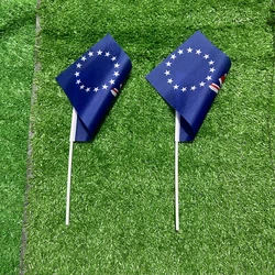 Bandera de Mano de las Islas Cook 21*14cm, Banderas de Mano de las Islas Cook con Asta de Plástico para Actividades Deportivas