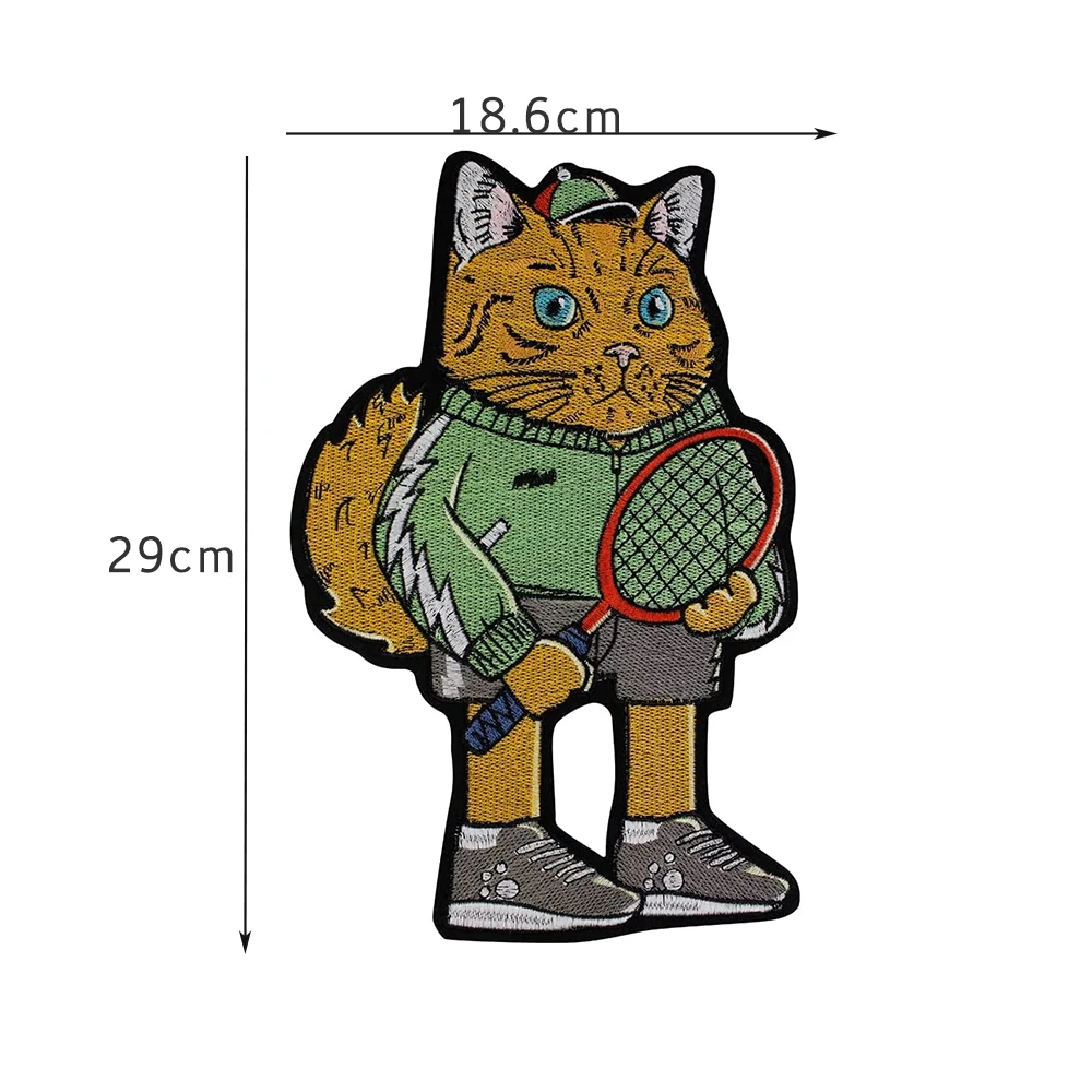 Parches bordados de atleta samurái japonés, gatos de gran tamaño, apliques para planchar, parte posterior de chaquetas, chalecos, accesorio de ropa, coser DIY - imagen 4