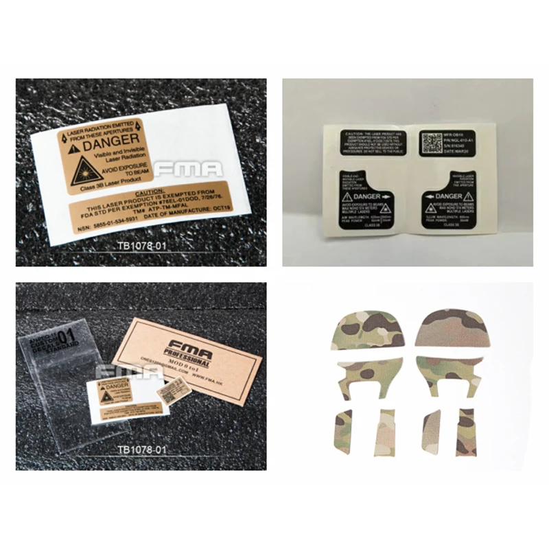 Pegatinas tácticas de repuesto para PEQ - NGAL/PEQ - 15 cajas de baterías. Pegatinas de camuflaje para auriculares AMP