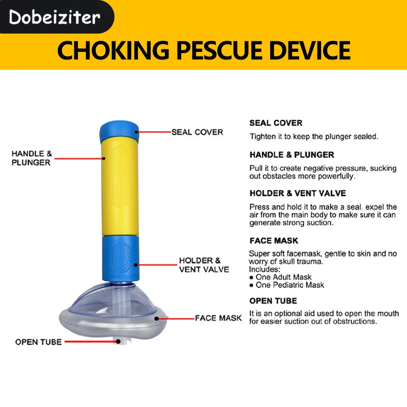 Botiquín de primeros auxilios para asfixia, mascarilla facial antiasfixia, CPR, emergencia Artificial, adultos y niños, dispositivo de rescate en casa de 2 tamaños - imagen 4