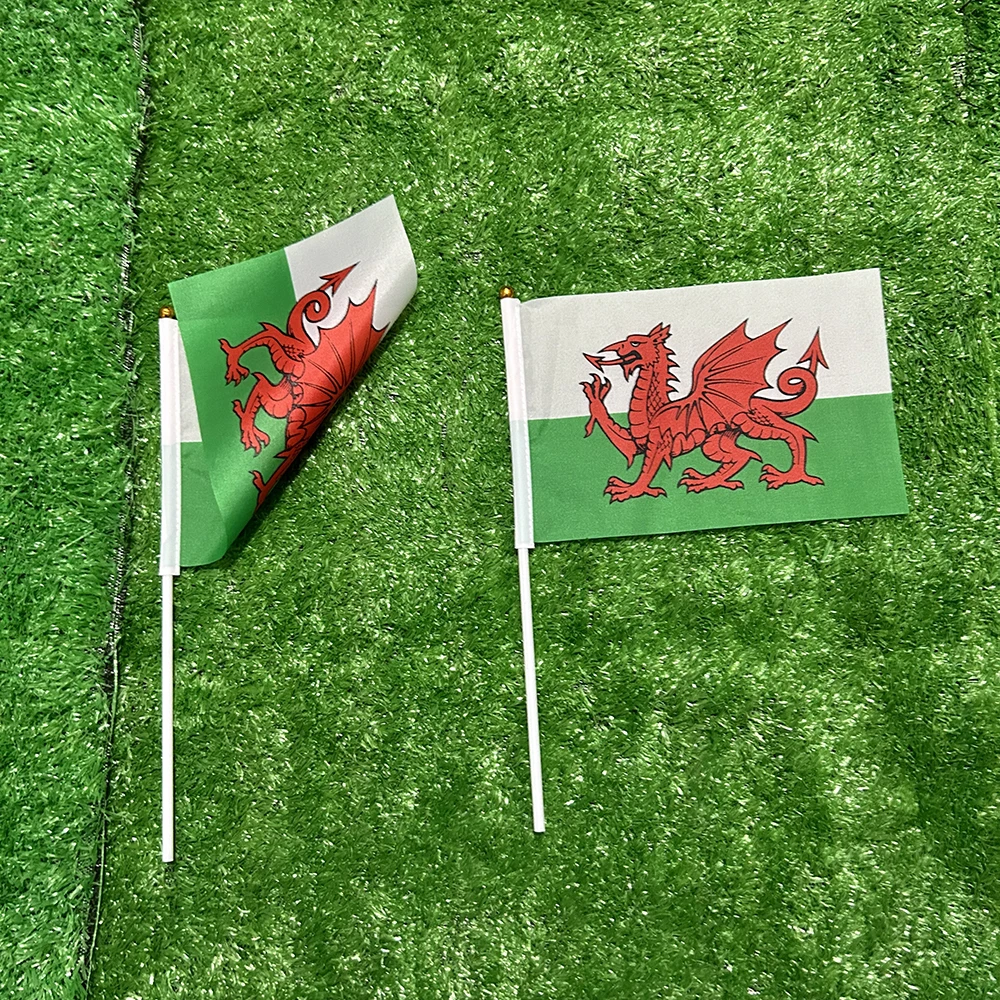 Bandera de esquí Bandera de mano de Gales 10/20/50/100 Uds 21*14cm banderas ondeantes de mano de galés con poste de plástico para actividades deportivas decoración del hogar - imagen 5
