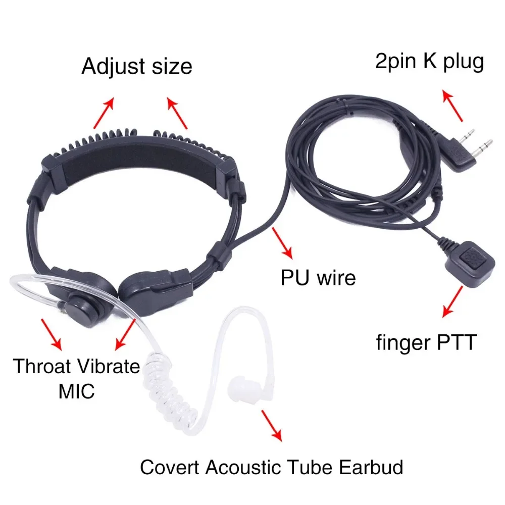 ABBREE auriculares acústicos ajustables extensibles con micrófono PTT para Baofeng UV-5R BF-888S UV-21 PRO Quansheng UV K5 K6 - imagen 2
