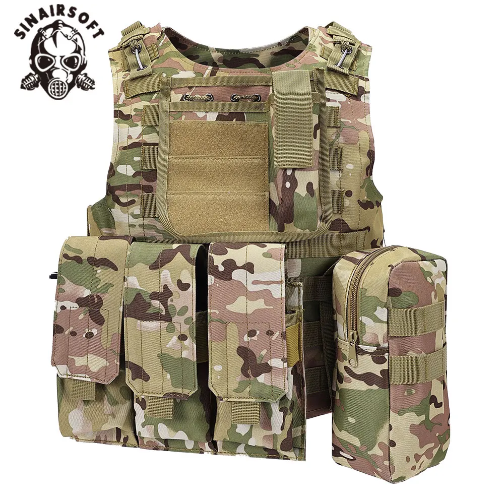 SINAIRSOFT-chaleco táctico de batalla anfibia de nailon, portador de placa con paquete de accesorios Molle, chalecos de caza deportivos para tiro