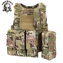 SINAIRSOFT-chaleco táctico de batalla anfibia de nailon, portador de placa con paquete de accesorios Molle, chalecos de caza deportivos para tiro