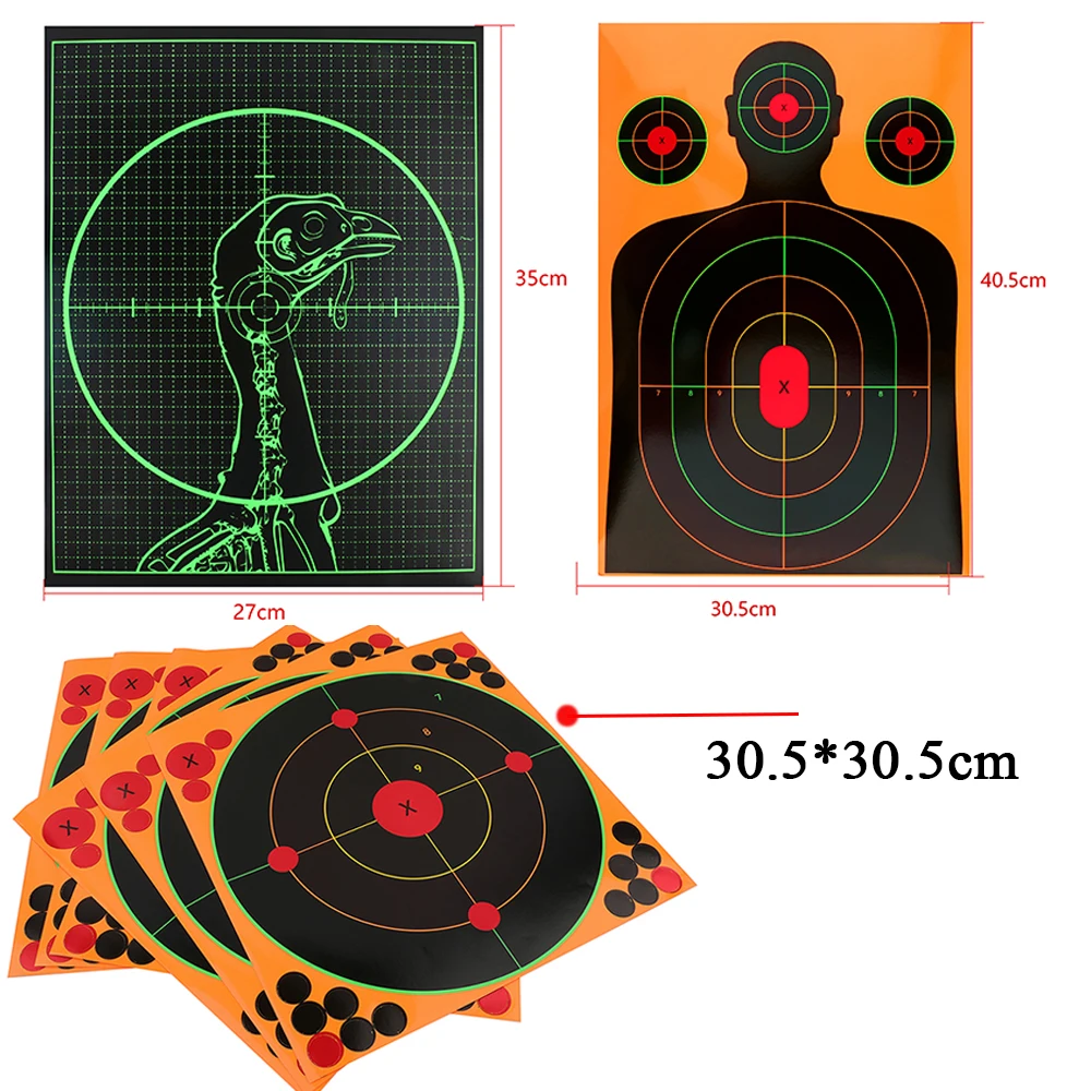 Papel de tiro con arco de 12x18 pulgadas, pegatina fluorescente de salpicaduras de forma humana, Flecha de arco, Rifles, tirachinas, rango de tiro - imagen 2
