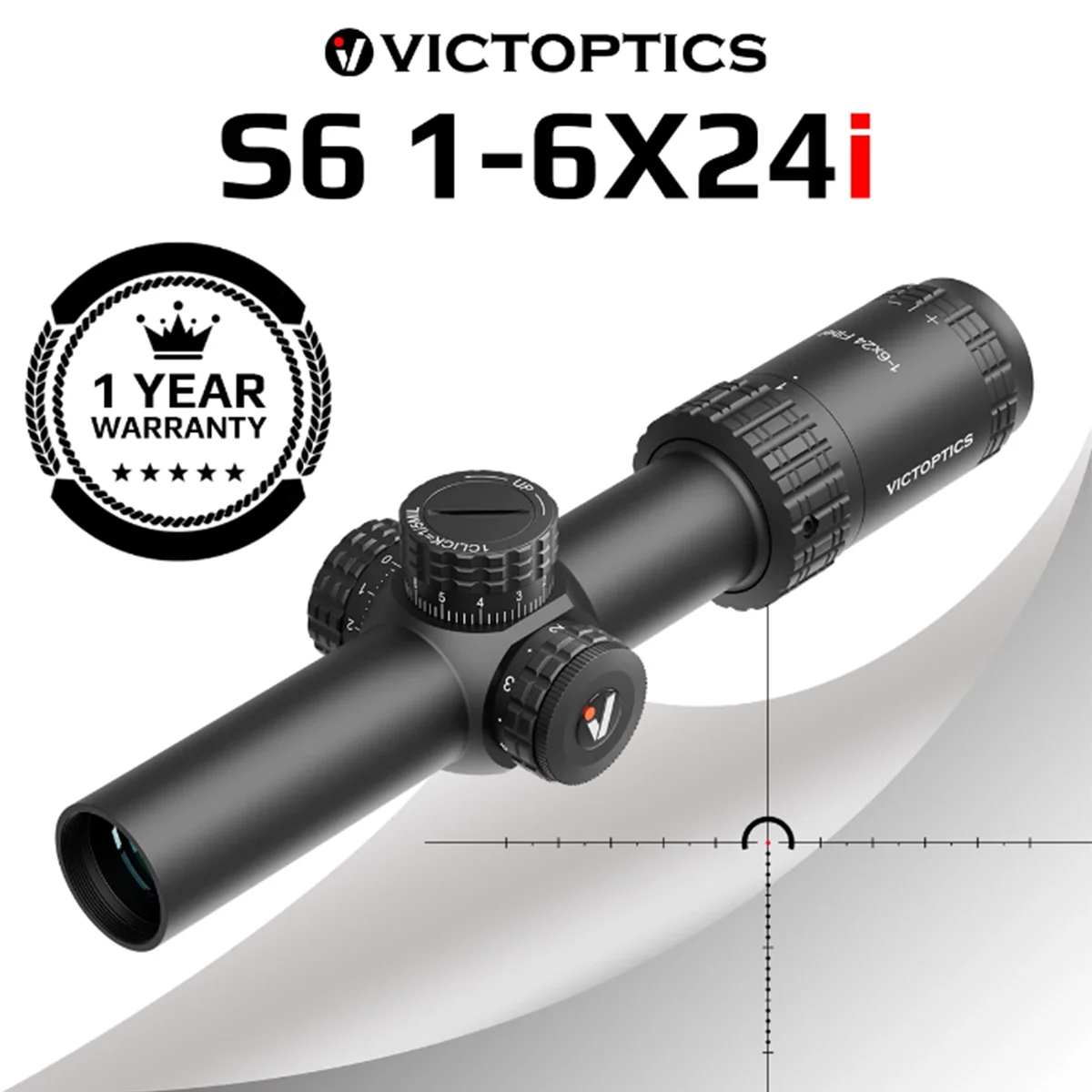 Visor telescópico para rifle VictOptics S6 1-6x24i LPVO SFP con retícula de fibra y características de bloqueo de torreta con punto ultra brillante para la serie AR. - imagen 2