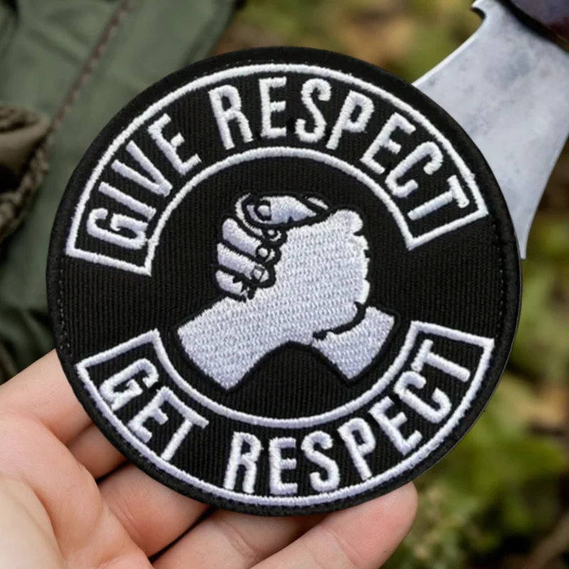 Dar Respect-Get Respect parche bordado 3D chaleco táctico gancho y bucle insignia moral mochila pegatinas brazalete parches para ropa - imagen 4