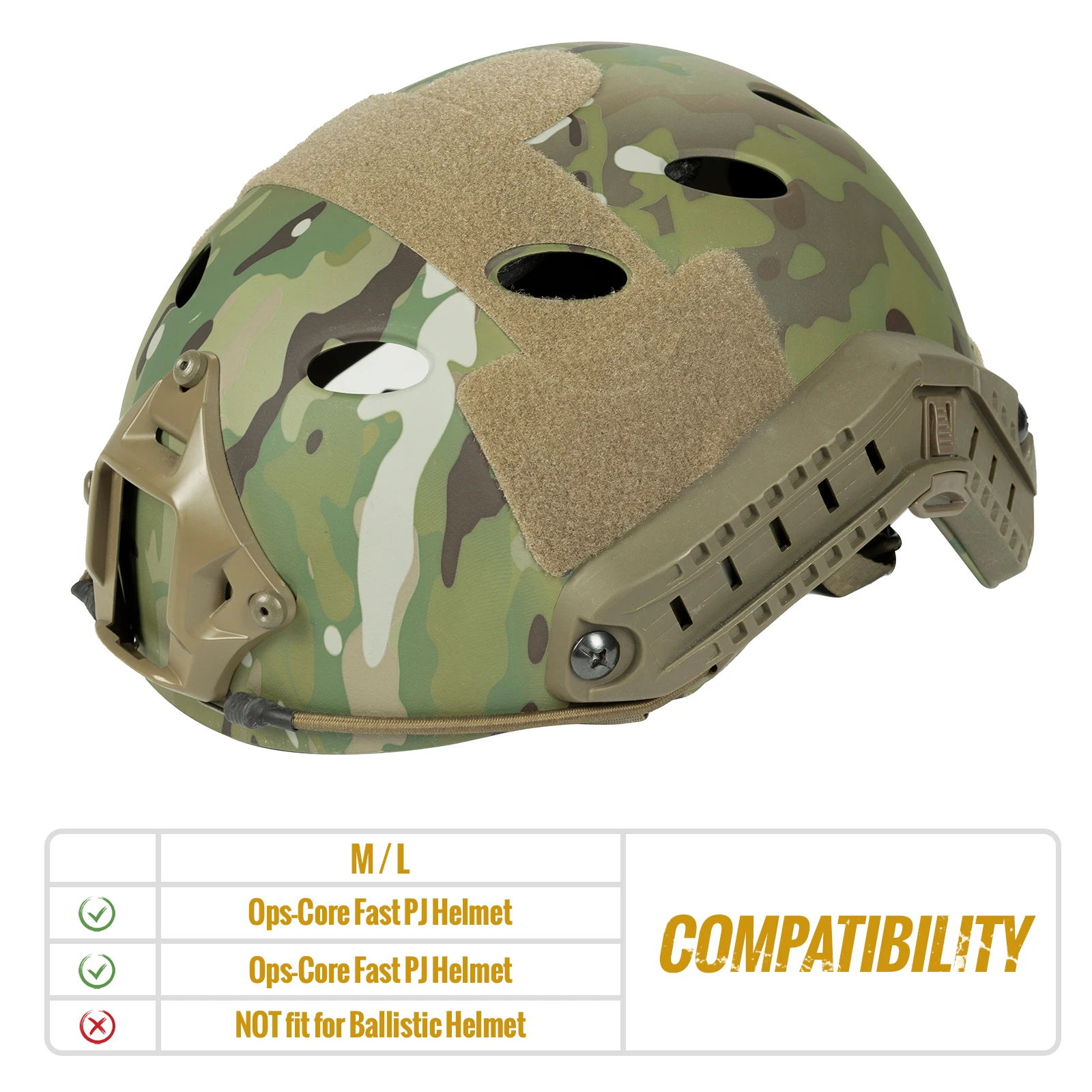 ONETIGRIS Funda para casco, tela táctica para casco rápido para casco Ops-Core Fast PJ Airsoft en accesorios de tamaño M/L (sin casco) - imagen 4
