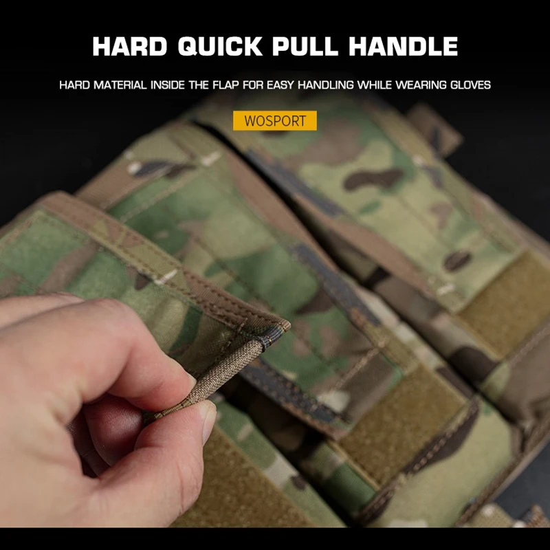 Bolsa frontal táctica AVS con solapa desmontable Triple M4 5,56, bolsa para revistas, chaleco de caza, portador de placa MBAV, accesorios, camuflaje Airsoft - imagen 5