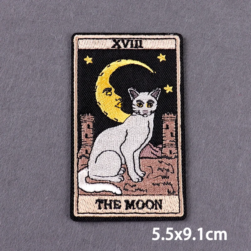 Parche bordado de dibujos animados para ropa, lindo gato, parches para planchar, parche Fusible, apliques de Tarot, decoración en la ropa - imagen 3