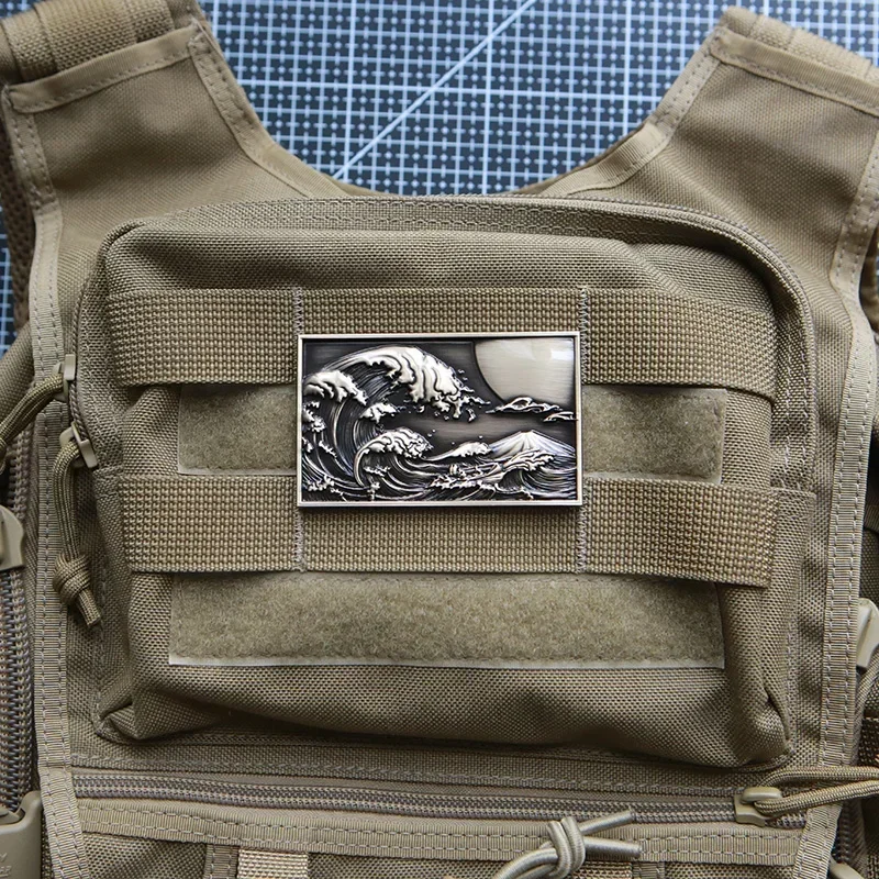 Insignia de moral táctica para todo terreno, Parche de velcro de Metal, luna creciente de mar, brazalete personalizado, pegatina de decoración de mochila - imagen 4