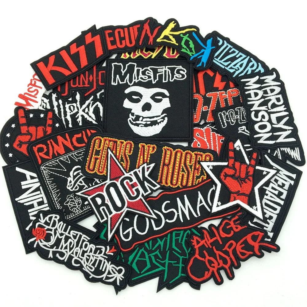 25 unids/lote de parches de banda de Rock para ropa, parches bordados para planchar, música, ropa DIY, pegatinas de rayas, chaqueta de costura - imagen 2