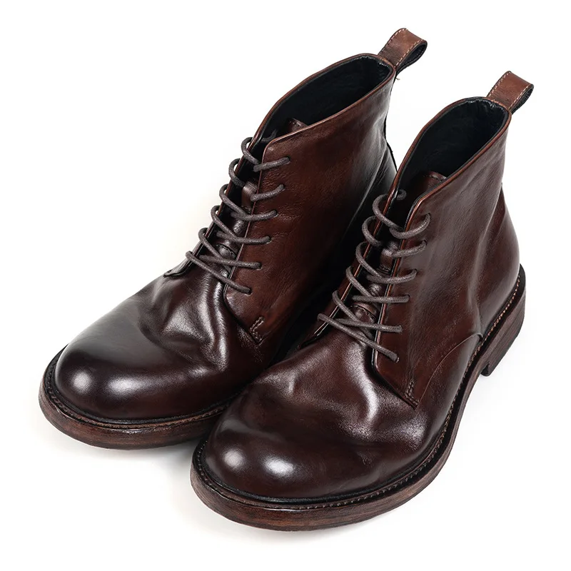 KOWM-zapatos de senderismo de horsehide para hombre, botas para caminar, zapatos de Goodyear, zapatos tobilleros de moda para caminar, zapatillas de trekking al aire libre, zapatos Casuales - imagen 4