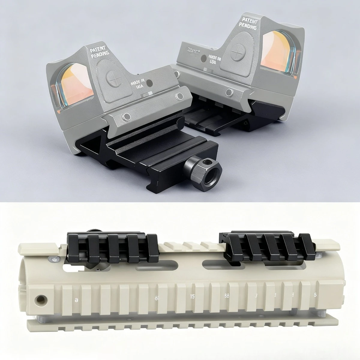 Montaje de alcance de ángulo táctico RM de 45 grados, compensación de aluminio, riel lateral de 4 ranuras, riel de visión RTS Airsoft, láser Picatinny Weaver de 45mm