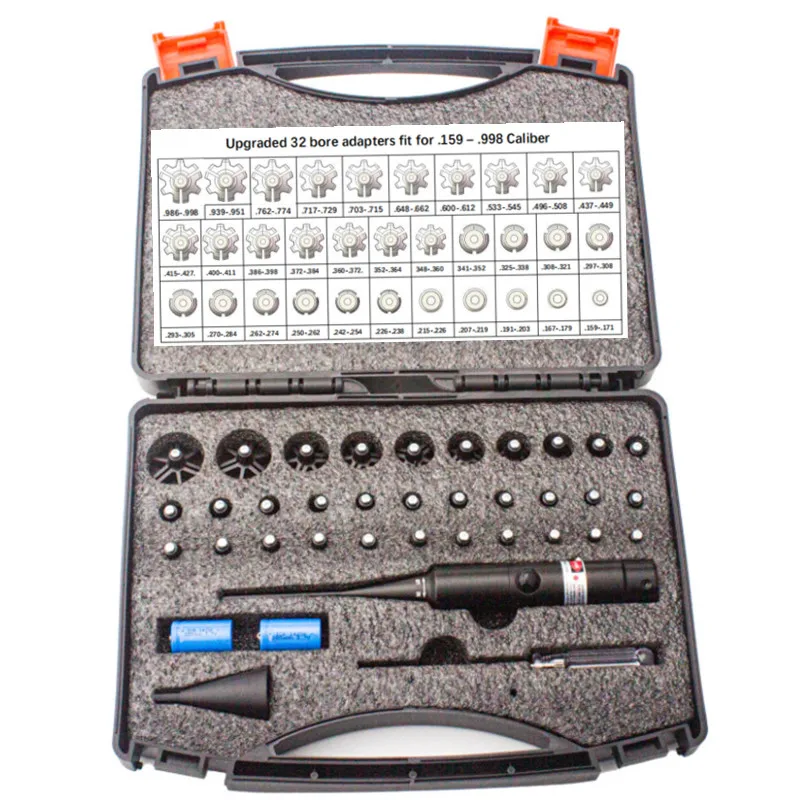 Kit de mira láser mejorada con 32 adaptadores calibre 0,17 a 12GA con dispositivo estable, puntero láser Universal para caza