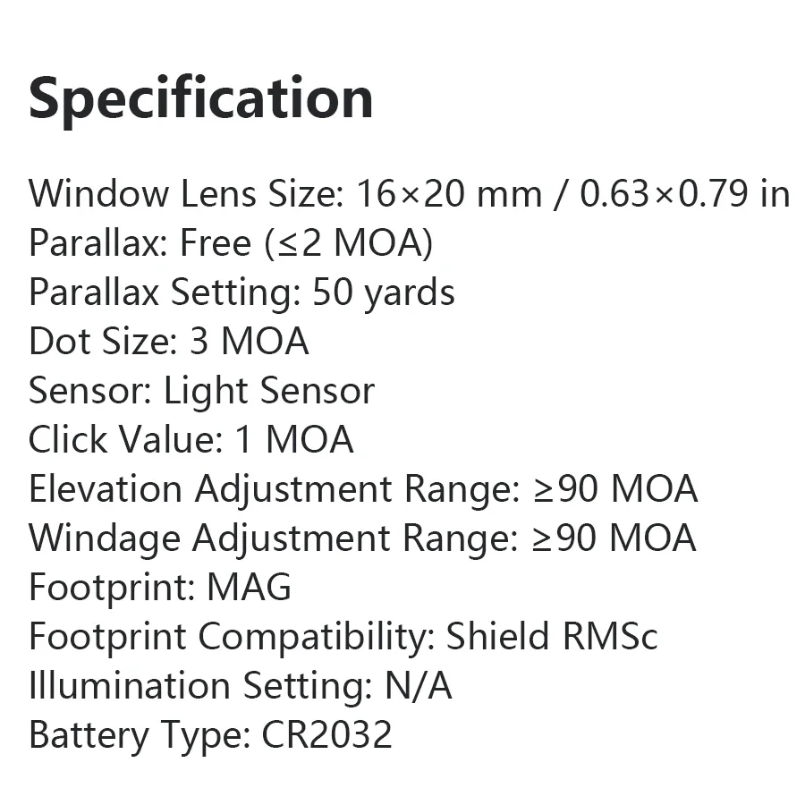 Victoptics-mira telescópica de punto rojo para caza, visor ultracompacto de 3Moa, con función de Sensor de luz de 1000G, 47G, 1x16x20 - imagen 2