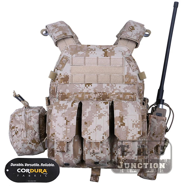 Emersongear-Chaleco de combate táctico Modular MOLLE, portador de placa de LBT-6094A, con bolsas, Color AOR1