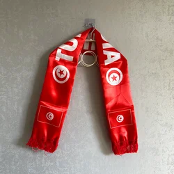 Bufanda Bandera de Túnez Sky Flag 2026, 14x135cm, Impresión a Doble Cara, Satén, con Borlas, Ideal para Fútbol, Deportes y Eventos