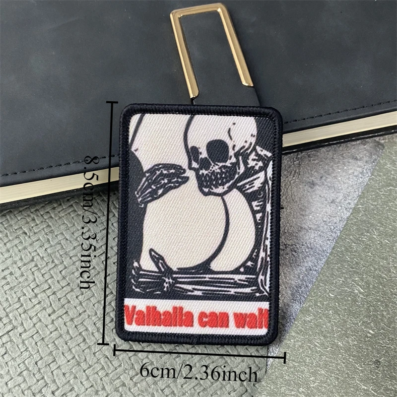 Valhalla puede esperar insignia de moral táctica parche calavera sosteniendo muslo brazalete militar gancho y bucle ropa mochila pegatinas - imagen 4