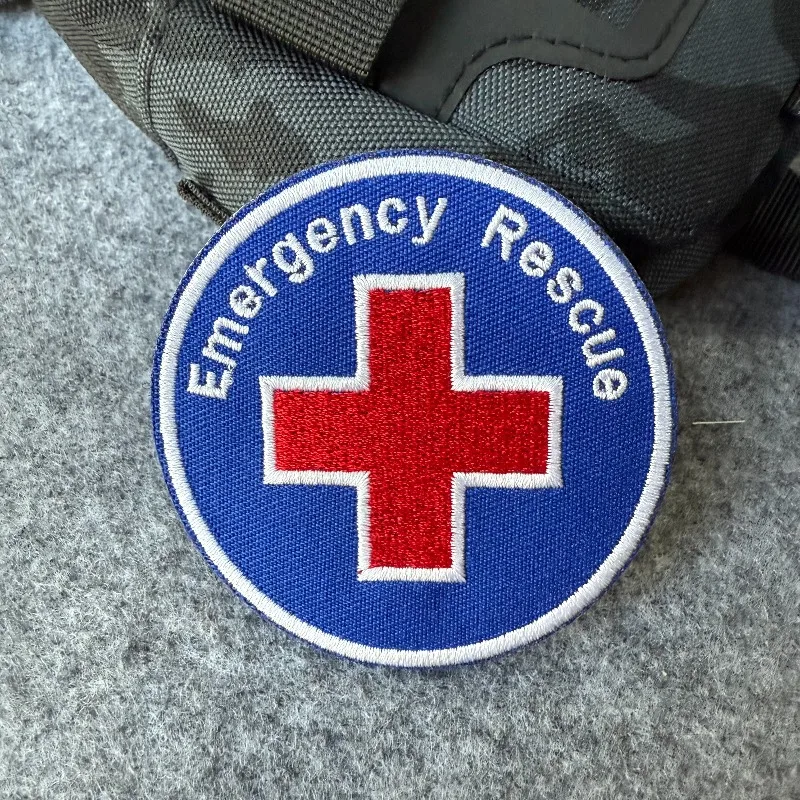 Parche táctico "Rescate de emergencia", insignia de moral bordada, brazalete militar con gancho y bucle, mochila decorativa - imagen 3