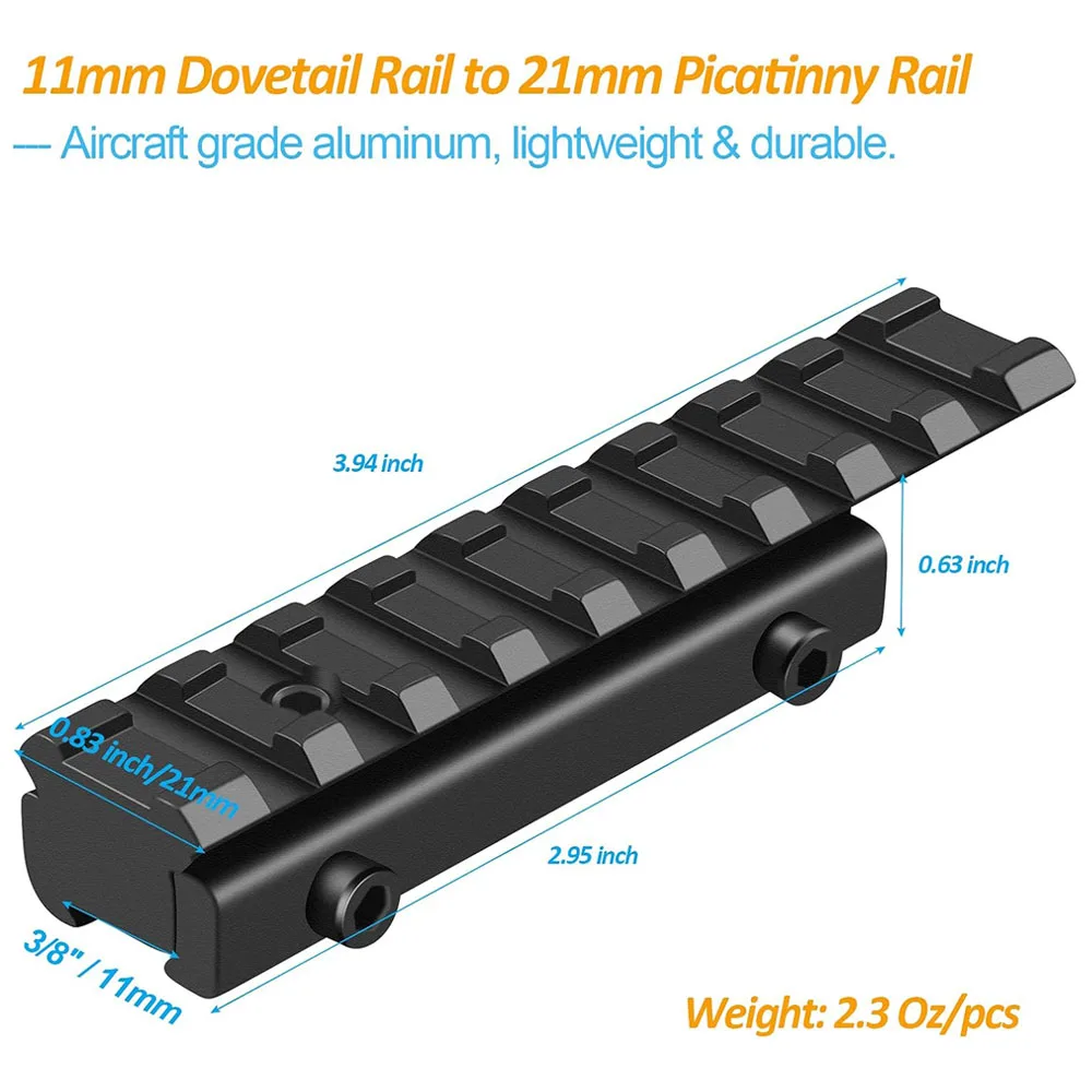 Adaptador riel Picatinny de cola de milano para montaje perfil bajo - imagen 3