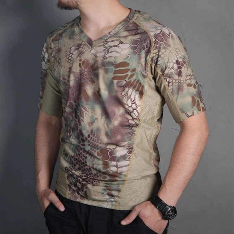 Emersongear-Camiseta táctica de camuflaje para correr, camisa con capa Base ajustada, pantalones cortos de manga corta para acampar - imagen 3