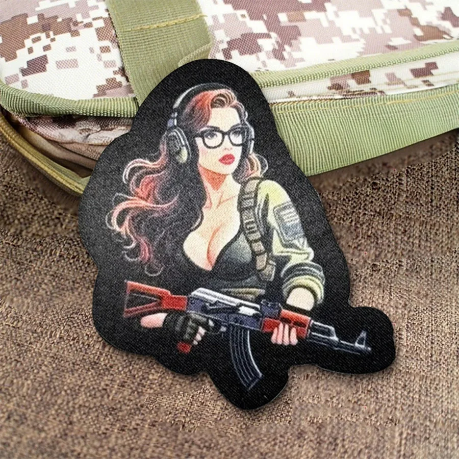 Parche táctico "Diosa del Anime", parches de gancho y bucle, brazalete, insignia de moral militar, mochila Chevron, pegatinas para chaleco