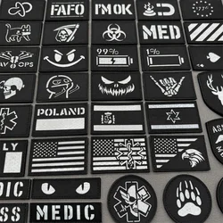 Parches tácticos 3D, insignia reflectante IR en mochila, chaleco, ropa, emblemas de corte láser, gancho y bucle, equipo para exteriores