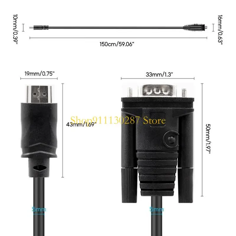 J1HC Compatible con VGA Adapter Cable Converter Digital a Analog Wire para PC Laptop TV-Box HDTV Projector - imagen 5