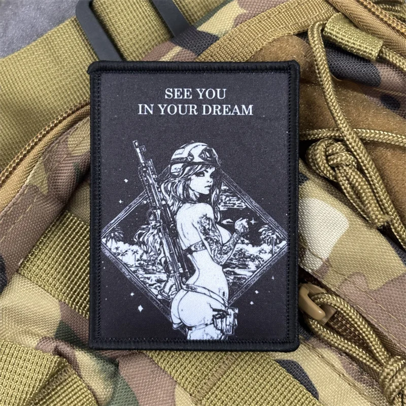 Parche estampado "See You in Your Dream" para ropa, insignia de moral táctica, parche militar con gancho, brazalete para mochila - imagen 4